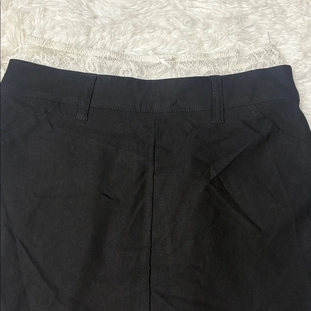 NWT Wild Fable Black With White Lace Trim Mini Skirt Size XXS